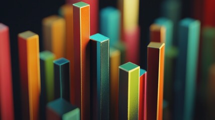Aufkleber - Abstract Colorful Bars in Three-Dimensional Space with Depth
