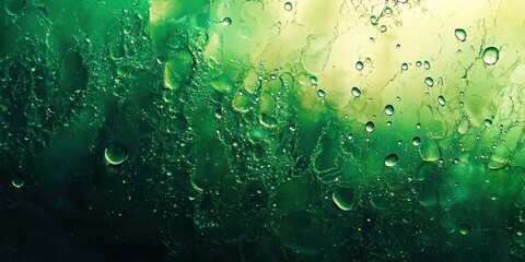Poster - Green background with drops of water on it