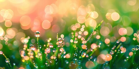 Poster - Field of grass with raindrops on it