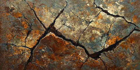 Aufkleber - Painting of a rock with cracks and holes