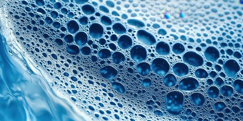 Poster - Blue liquid with many bubbles in it