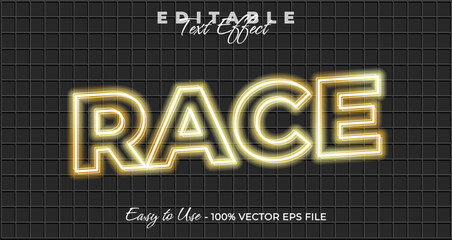 Poster - Race text effect, glow neon graphic style, light editable text