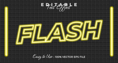 Poster - Flash text effect, glow neon graphic style, light editable text