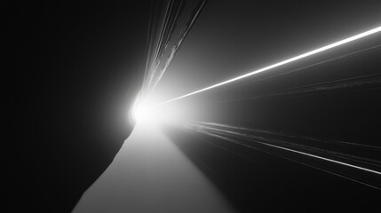 Poster - Light Rays Penetrating Dark Space with Abstract Patterns and Shapes