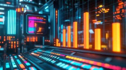Poster - Futuristic Data Visualization with Vibrant Colors and Digital Elements