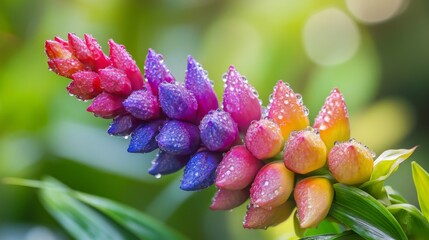 Poster - Vibrant Colorful Flower With Water Droplets in Natural Setting