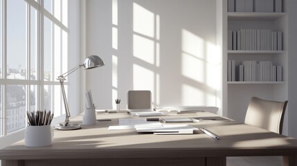Poster - Modern Bright Office Space with Natural Light and Minimalist Design