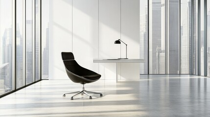 Aufkleber - Modern Office Interior with Sleek Chair and Minimalist Design