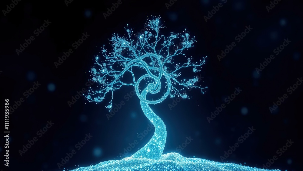 Illuminating Blue Tree of Life: Symbolizing Growth, Connection, and ...