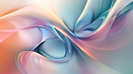 Poster - Fluid abstract art with swirling pastel colors, smooth and organic