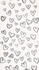 Poster - Set hearts, symbol grunge graphite pencil texture isolated on white