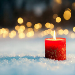 Wall Mural - christmas background with candle and copy space