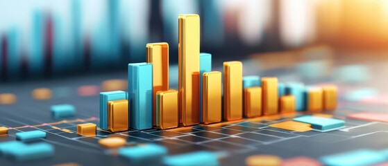 Wall Mural - capital marketing golden banking chart exchange invest value, Growth gold bar financial investment stock diagram