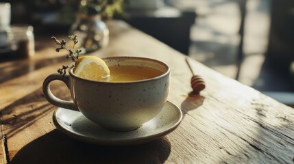 Aromatic Warmth: Lemon Tea by the Window