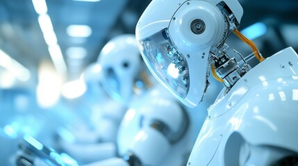 Aufkleber - Advanced robotic technology showcased in a futuristic manufacturing facility during daylight