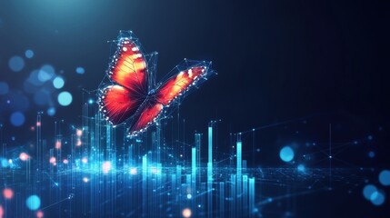 Poster - Digital butterfly transformation virtual environment 3d visualization abstract art futuristic concept technology