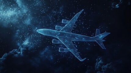 Poster - Futuristic air travel technology digital sky animation space environment aerial view innovation and imagination