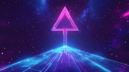 Poster - Futuristic neon arrow design digital space graphic art cosmic environment abstract viewpoint digital concept for innovation