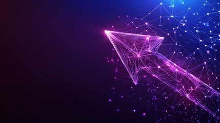 Poster - Digital arrow visualization abstract technology graphic design neon environment close-up view data concept for innovation