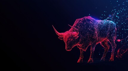 Poster - Dynamic digital bull art virtual space graphic design abstract environment engaging perspective modern conceptualization