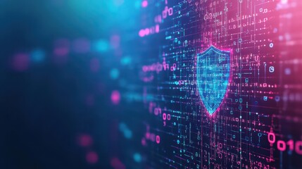 Aufkleber - Blockchain security with a digital shield protecting global networks front view conveying robust cyber defense advanced tone Complementary Color Scheme