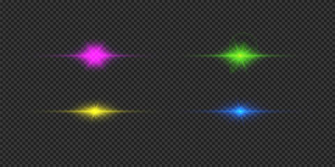 Wall Mural - set of multicolor horizontal light effects of lens flares