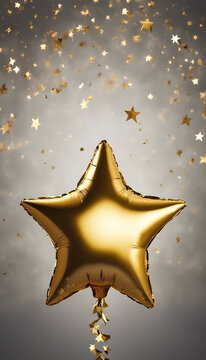 Gold star balloon for party and celebration vertical