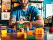 © matucha12 - Adult man playing a collectible tabletop game, nostalgic, stress relief toy