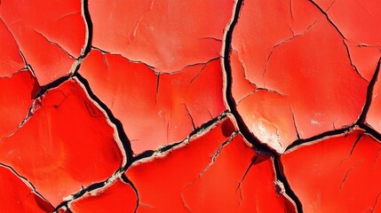 Bright red cracked earth texture with deep fissures