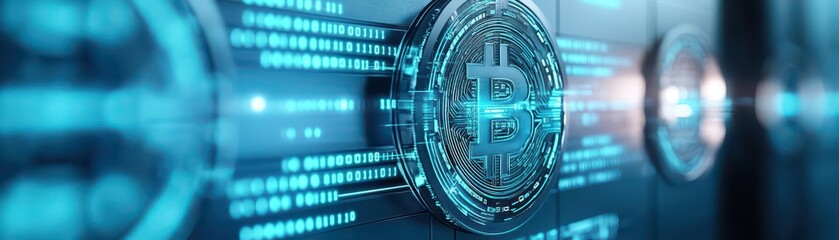 Aufkleber - Cybernetic blockchain chains linking encrypted vaults front view highlighting immutability and trust futuristic tone Monochromatic Color Scheme