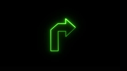 Fototapete - Glowing neon Abstract neon arrow icon animation right side arrow with black background.