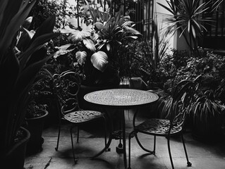 Sticker - Black and White Table and Chairs