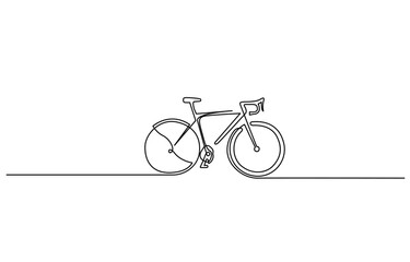 Aufkleber - Bike vector illustration in one continuous editable line drawing style, Continuous one line drawing of bike or bicycle vector minimalism design, Bicycle Continuous Line Icon.