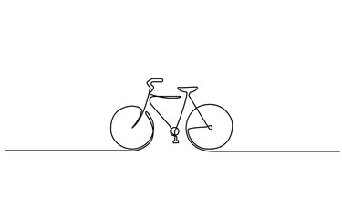 Aufkleber - Bike vector illustration in one continuous editable line drawing style, Continuous one line drawing of bike or bicycle vector minimalism design, Bicycle Continuous Line Icon.