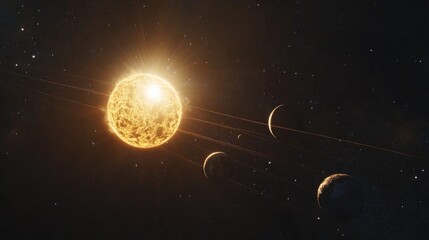 Wall Mural - planets orbiting around sun