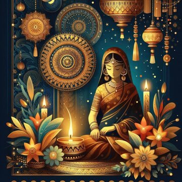 Happy New Year 2025 greeting card . Poster, banner and social media template. elegant concept design. with candle light