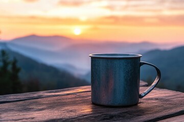 Poster - Cup of Coffee on Wooden Table