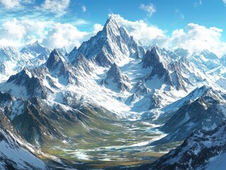 Wall Mural - Mountain Range and Valley