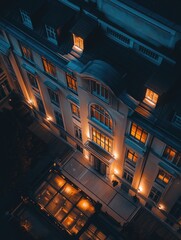 Wall Mural - Building at Night Aerial View