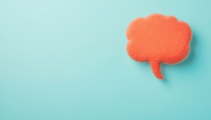 Poster - Orange speech bubble on a teal background, representing communication or ideas.