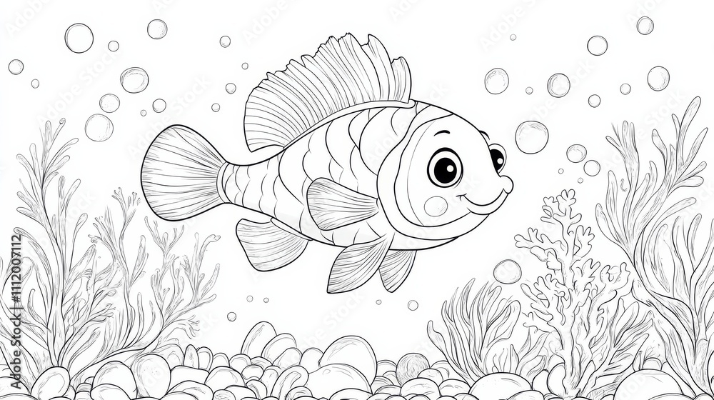 Coloring page outline of cartoon Coral Fish. Page for coloring book of ...