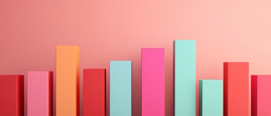 Poster - Colorful vertical bars against a soft gradient background, representing data visualization or growth.