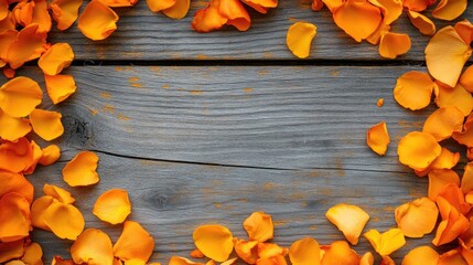 Sticker - Orange flowers on wood