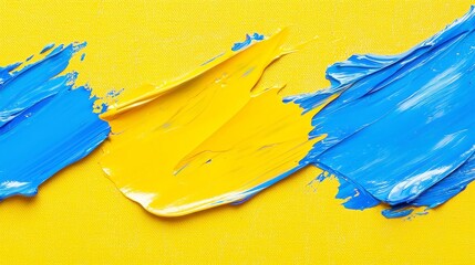 Poster - Vibrant Abstract Canvas, bold yellow and bright blue strokes intertwine, showcasing contemporary artistry through dynamic color contrasts and textured expressions.