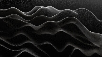 Aufkleber - abstract black and white 3d wave pattern with smooth, flowing textures and undulating curves.