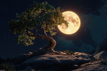 Wall Mural - rocky outcropping with lone tree