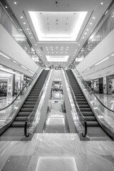 Poster - Black and White Escalator