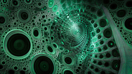 Poster - A pulsating mosaic of green data technology, digital high tech concept