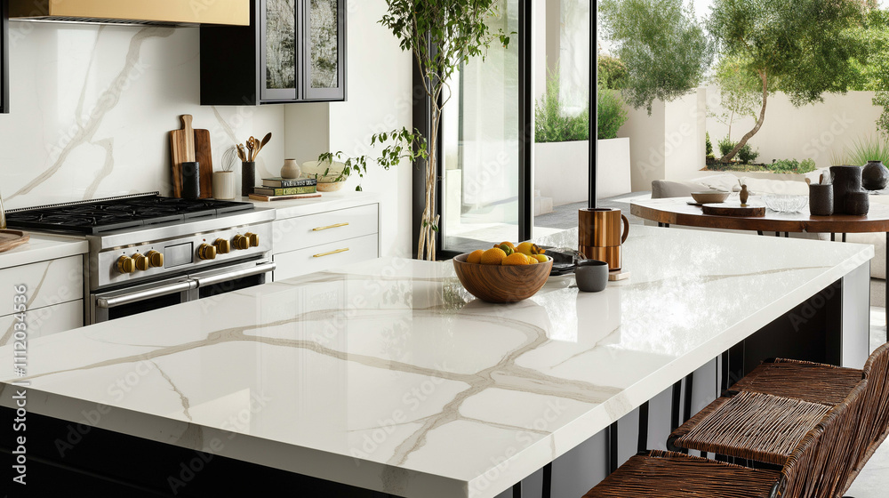 Modern Kitchen Island with Quartz Countertops: A sleek and stylish ...