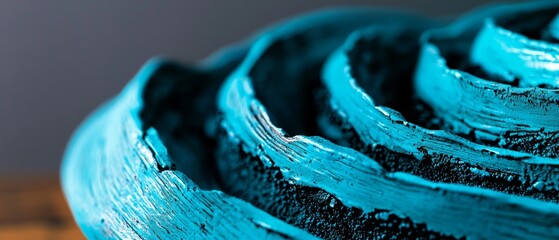 Poster - A close-up of vibrant turquoise paint swirls, showcasing texture and depth against a contrasting background.